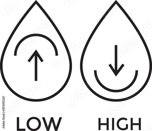 Low and high cholesterol icon symbol. cholesterol icon with Low and high in Line Art Style for Design collection