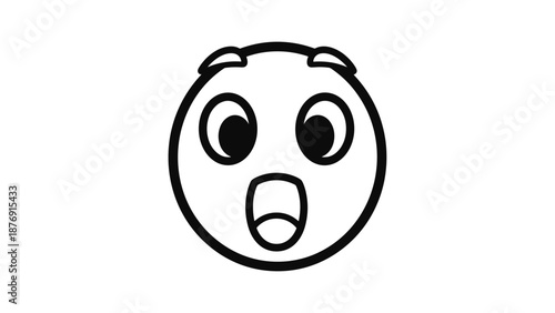 Surprised face with large eyes on white background
