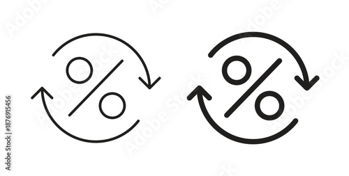 Exchange rate icons vector symbol with editable stroke and flat versions