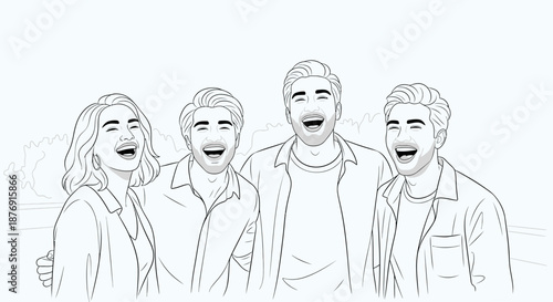 Group of Young Adults Smiling Together.