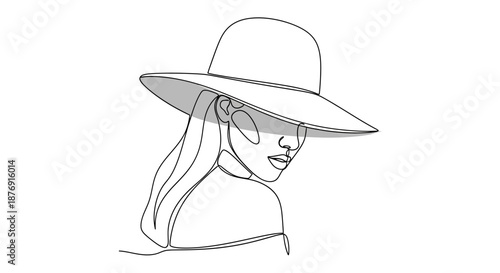 Woman Wearing a Wide Brimmed Hat.