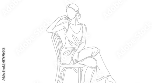 Woman Sitting on Chair Relaxing Calmly.