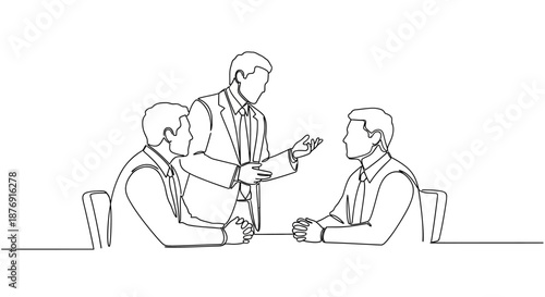 Three Men in Business Meeting Discussion.