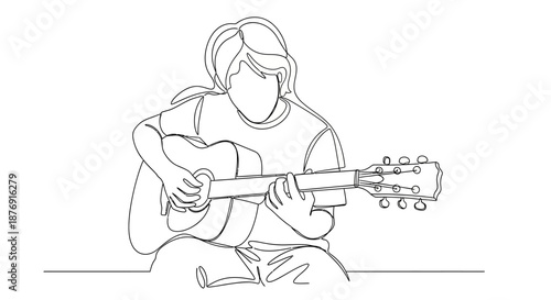 Man Playing Acoustic Guitar Sitting Down.