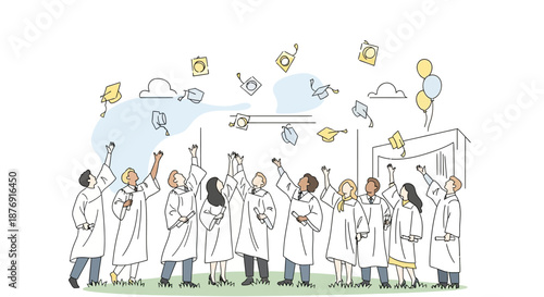 Scientists Celebrating Success with Balloons and Smiles.