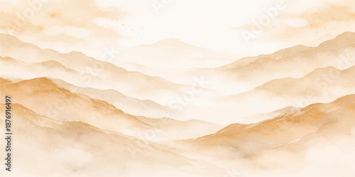 Abstract landscape of white clouds in a bright blue summer sky layered over a vintage old paper texture with golden sunlight and a touch of heaven