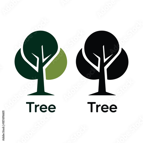 Modern tree logo design template for nature and ecology business.