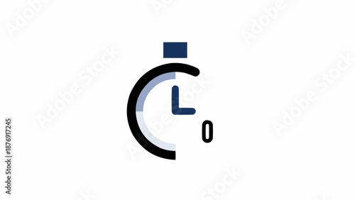 A minimalist graphic icon depicting a circular timer or stopwatch with the number zero inside, indicating a start or reset.