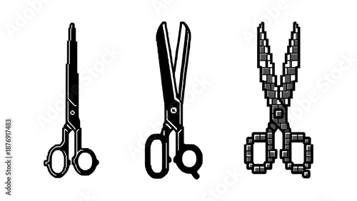 Monochrome scissors and pliers in linear style