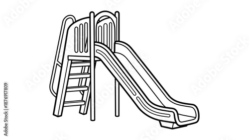 Simple black and white playground slide outline for kids