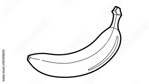 Hand drawn banana outline with simple contours and clean lines