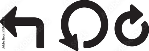 Three Black Arrows Pointing in Different Directions on White Background also transparent background