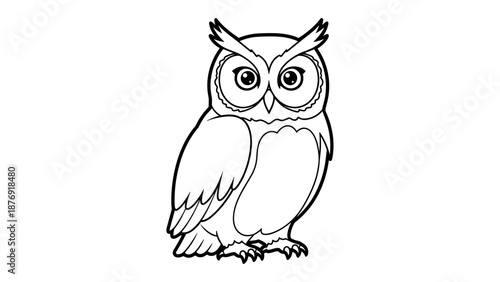 Charming owl contour with big eyes for kids' coloring activities