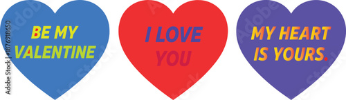 Colorful heart shaped valentines day cards love greeting