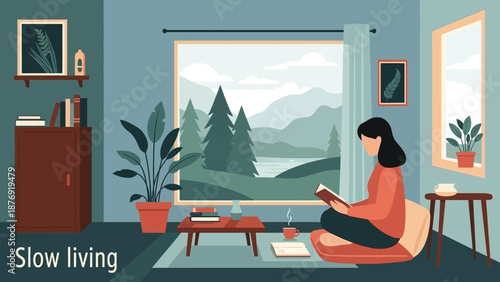 Woman Relaxing at Home with Digital Device.