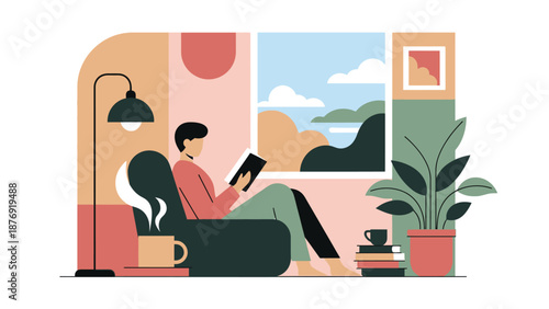 Woman Relaxing with Tablet at Home.