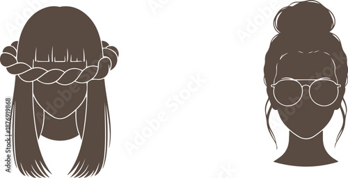 Two women with different hairstyles and sunglasses in a line women braids ponytail