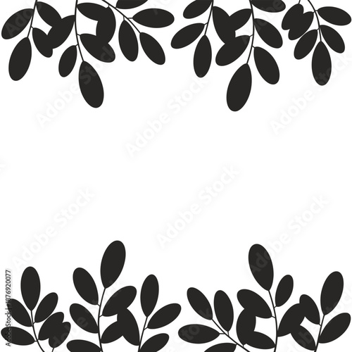black leaf silhouettes on a white background