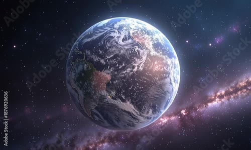 A breathtaking view of the Earth floating majestically in the vast expanse of deep space surrounded by sparkling stars and colorful nebulae.