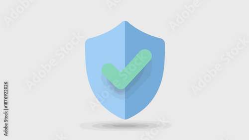 Blue Shield with Green Checkmark Icon.
