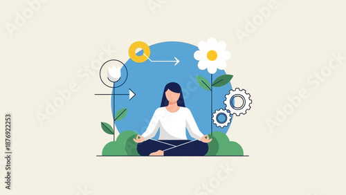 Woman Meditating in Lotus Position.