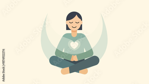 Woman Meditating in Lotus Position Serene Peaceful.