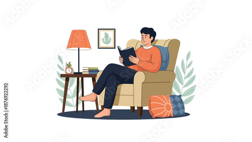 Woman Relaxing on Sofa with Tablet.