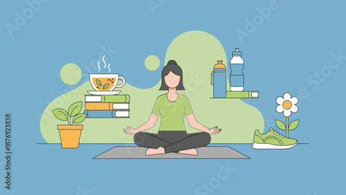 Woman Meditating in Lotus Position Serene.