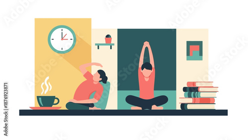 Woman Practicing Yoga Meditation at Home Serene.