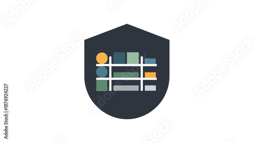 Shield Icon with Books and Lightbulb.