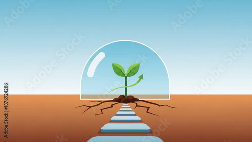 Small Green Sprout in Glass Dome.