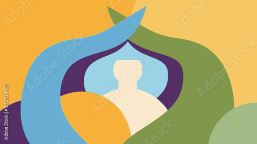 Abstract Human Figure in Colorful Shapes.