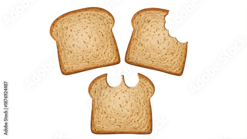 Three slices of bread on a transparent background