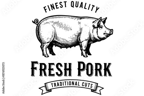 pig meat stamp,
Graphic Pig Vector Illustration, Fresh Pig Hand Drawn Art