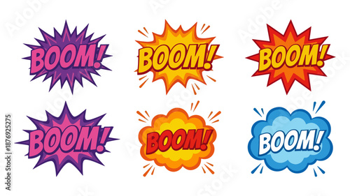 Explosion bubble (comic “BOOM!” style) Flat Vector Illustration on Transparent Background
