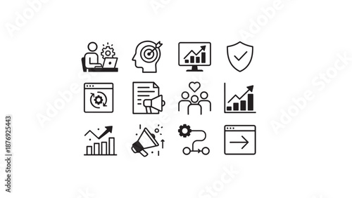 Clean business growth vector concept illustrating financial success, upward trend, professional strategy, startup expansion, corporate progress, analytics, and long-term economic development