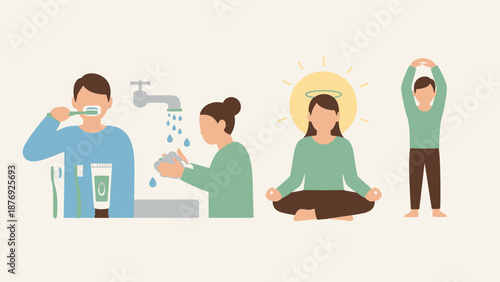 People Practicing Personal Hygiene and Wellness Routine.