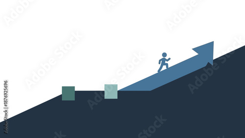 Person Running Upward on Arrow Graph.