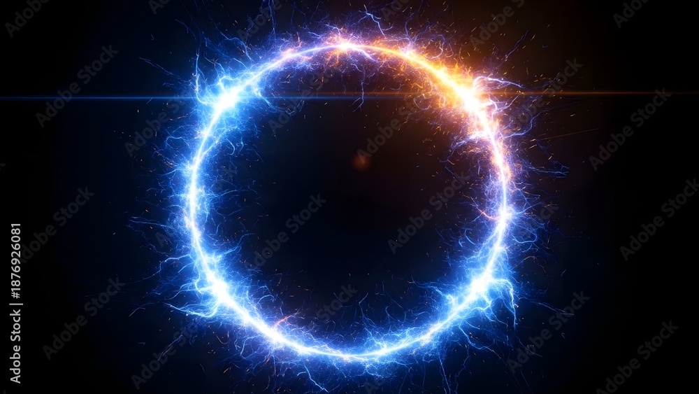 Fototapeta premium Vibrant blue and orange glowing ring in space