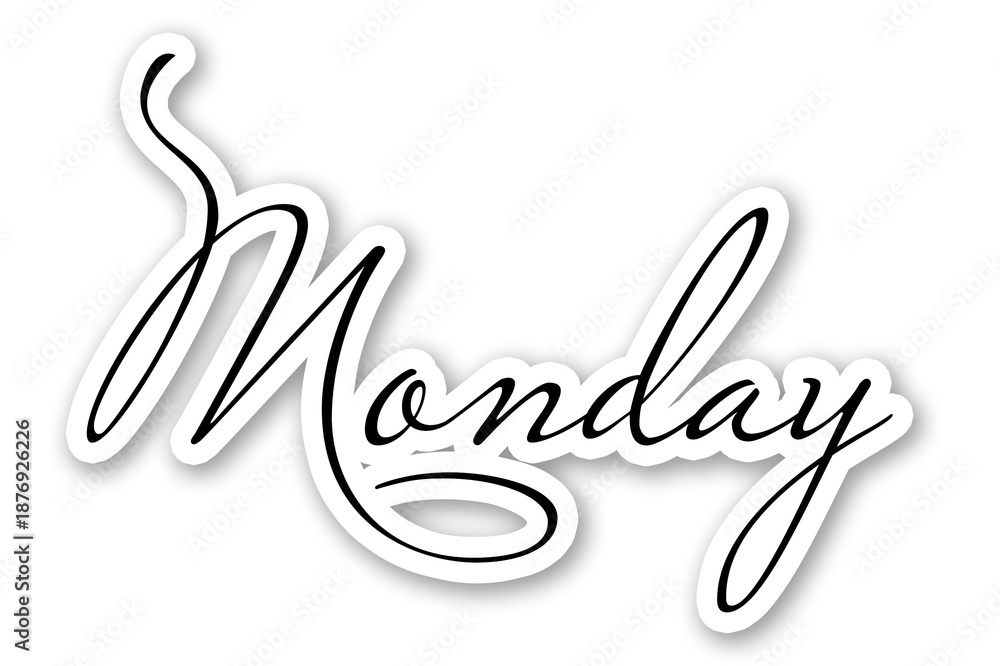 Obraz premium Monday Cursive Typography on White Background