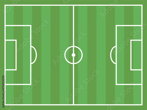 Soccer Football Field Pitch Aerial View Flat Design.