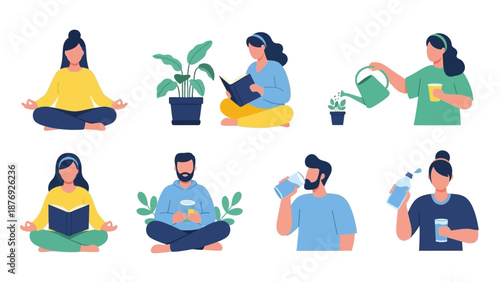 People Practicing Yoga and Gardening Activities.