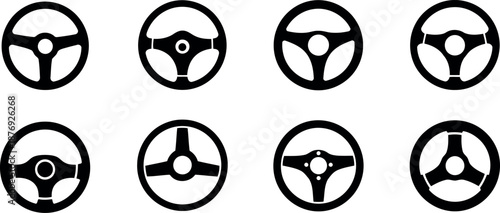 Steering wheel icon set Vector