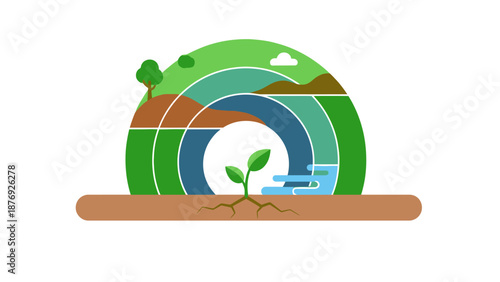 Sprouting Seedling Growing from Earth Layers.