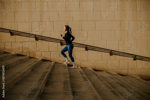 Woman runs up stairs in Mal...