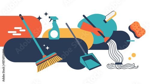 Cleaning Supplies and Tools Collection.