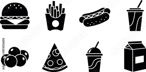 Fast food icons set Vector