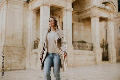 Walking woman in Malta near...