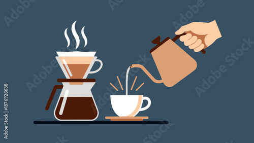 Pouring Coffee into a White Ceramic Cup.