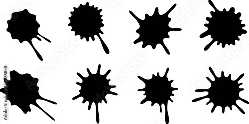 Inkblot set isolated on white Vector